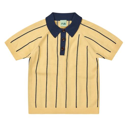 FUB Strikket Polotrøje Vanilla/dark Navy | Gul | 80 cm