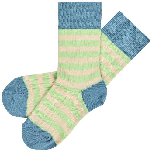 FUB Classic Stripe Sokker Washed Indigo/emerald | Blå | 25-28 EU