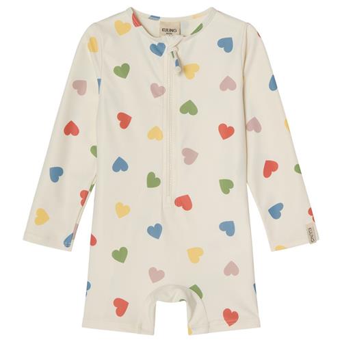 Kuling Paros UV-dragt Rainbow Hearts | Hvid | 74/80 cm