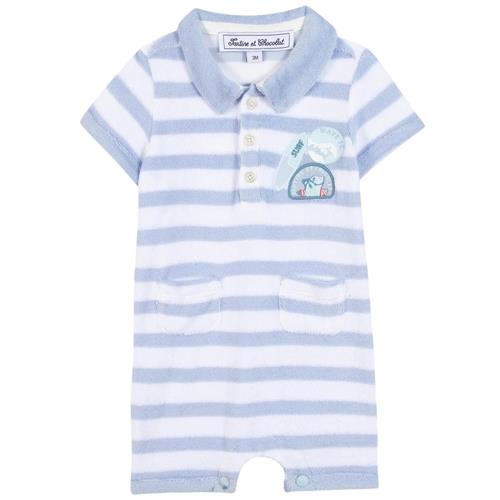 Tartine et Chocolat Terry Onesie Bleu Lavé | Blå | 3 months