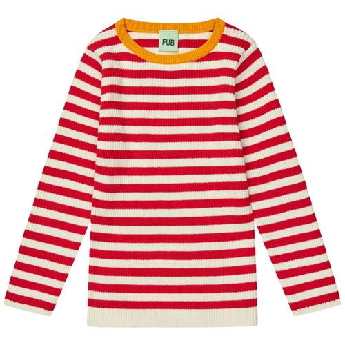 FUB Ribstrikket Sweater Ecru/ruby Red | Rød | 120 cm