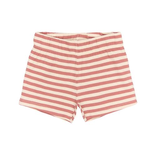 The New Siblings GOTS Uni Ribbede Shorts Old Rose Striped | Lyserød | 92 cm