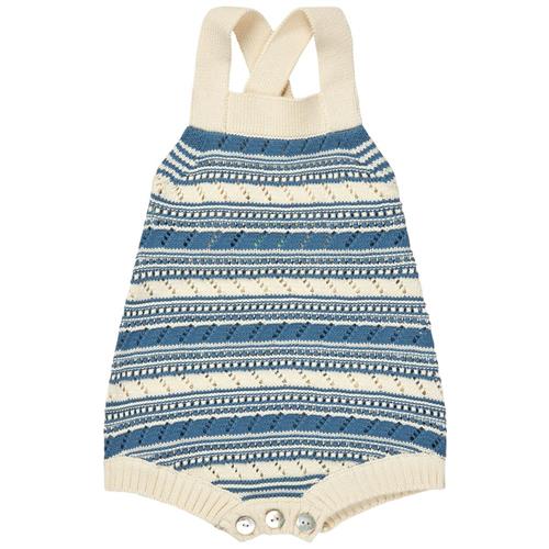 FUB Strikket Romper Ecru/washed Indigo | Blå | 80 cm