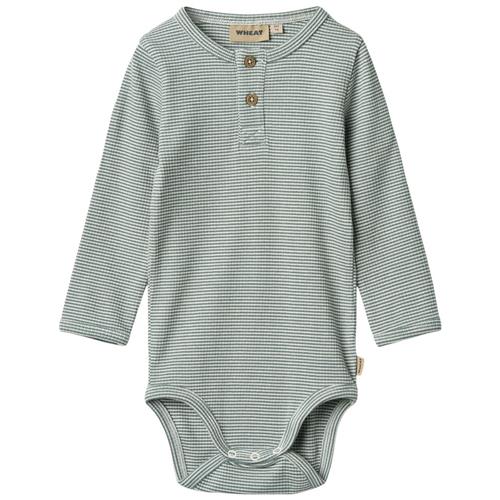 Wheat GOTS Benny Baby Body Stormy Sea Stripe | Grønn | 86 cm