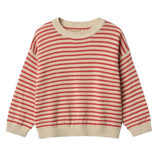 Wheat Leise Strikket Sweater Red Stripe | Rød | 122 cm