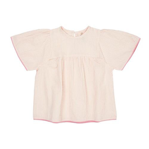 Copenhagen Colors GOTS Seersucker-bluse Dusty Rose Cream Stripe | Lyserød | 92 cm