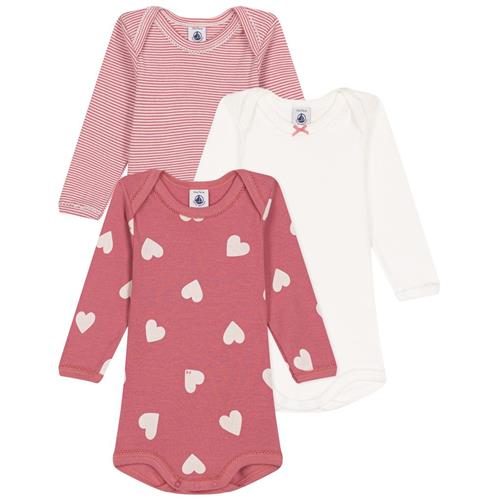 Petit Bateau 3-pak Baby-bodyer I Bomuld Rose Blanc | Lyserød | 12 months