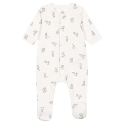 Petit Bateau Kaninmønstret Rørstrik Onesie Marshmallow Grey | Hvid | 6 months
