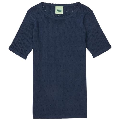 FUB Pointelle Tee Dark Navy | Marine blå | 110 cm