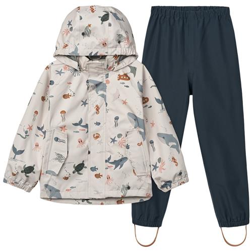 Liewood Pedia Rainwear Set Pedia Regntøjssæt Sea Creature / Sandy | Grå | 116 cm