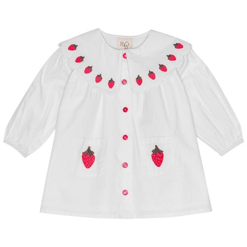 Flöss Everlyn Langærmet Kjole Bright White Berry | Hvid | 98 cm