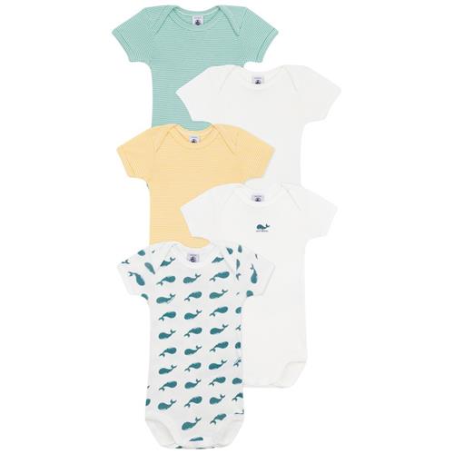 Petit Bateau 5-pak Baby-bodyer Vert Blanc Jaune | Grønn | 3 months