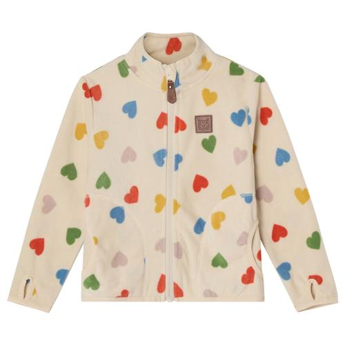 Kuling Northpole Fleece-jakke Rainbow Hearts | Hvid | 86/92 cm