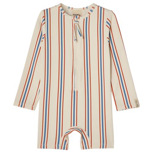 Kuling Paros UV-dragt Blue/red Stripe | Hvid | 122/128 cm