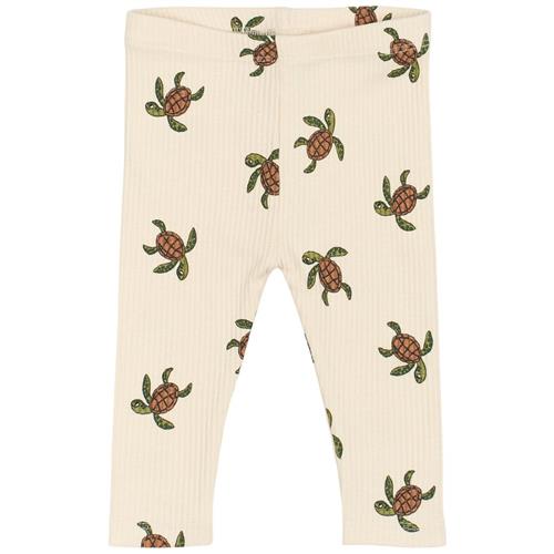 The New Siblings GOTS Owen Ribbede Leggings White Swan Aop | Hvid | 56 cm