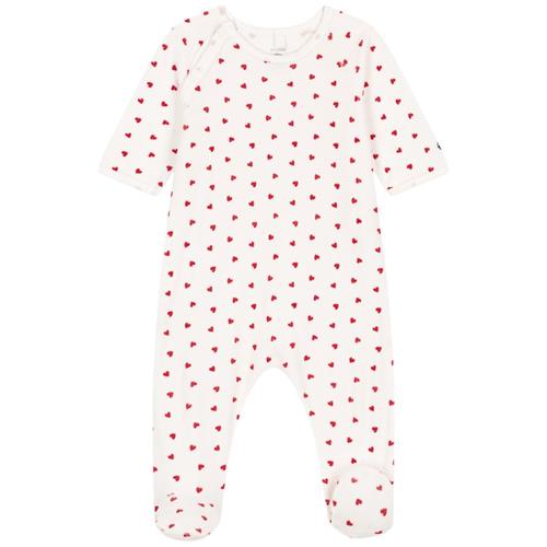 Petit Bateau Velour Med Hjertemønster Onesie Marshmallow Terkuit | Hvid | 6 months