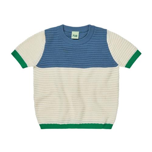 FUB Strikket Kortærmet Top Ecru/washed Indigo | Blå | 110 cm