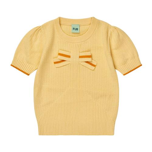 FUB Strikket Kortærmet Sweater Vanilla | Gul | 140 cm