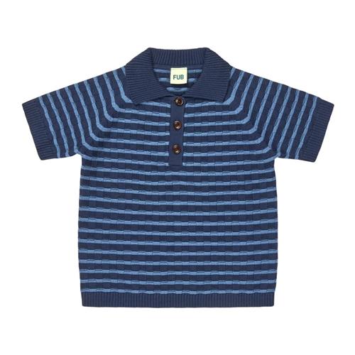 FUB Strikket Polotrøje Dark Navy Washed Indigo | Blå | 80 cm