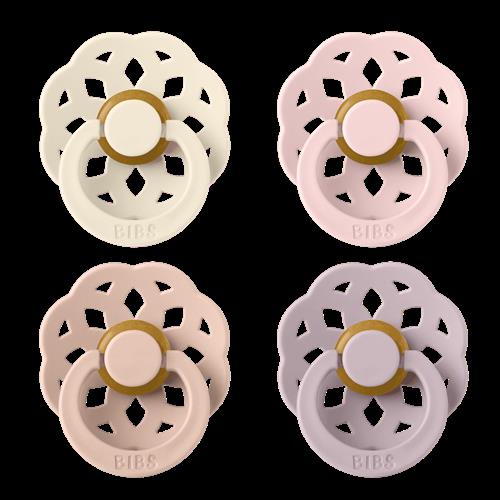 BIBS BIBS Boheme 4-pak Runde Latex-sutter Ivory Blush Blossom Dusky Lilac  Ivory Blush Blossom Dusky Lilac 0+ Months Latex Lilla  0+ måneder From Newb