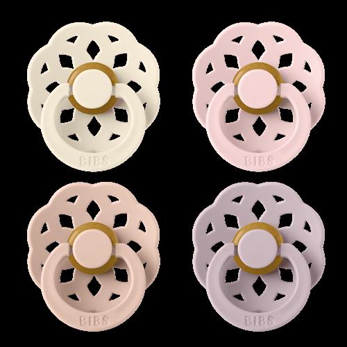 BIBS Boheme 4-pak Runde Latex-sutter Ivory Blush Blossom Dusky Lilac  Ivory Blush Blossom Dusky Lilac 0+ Months Latex Lilla  0+ måneder 0+ unisex