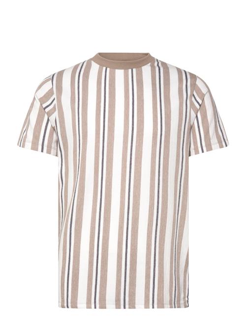 Towel Striped O-Neck Tee S/S Lindbergh Beige