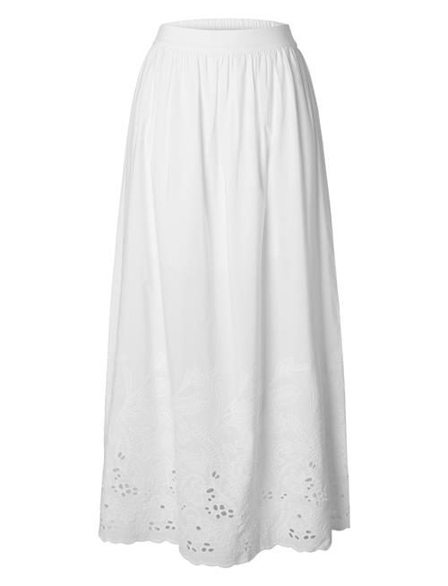 Slfdahlia Hw Ankle Broderi Skirt B Selected Femme White
