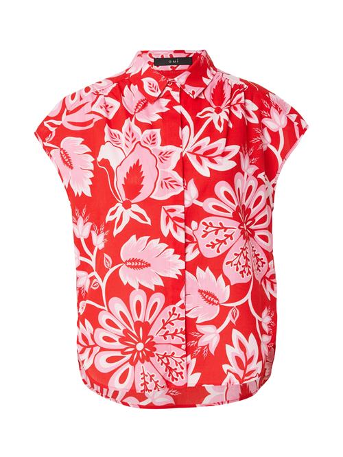 OUI Bluse  lys pink / rød / hvid