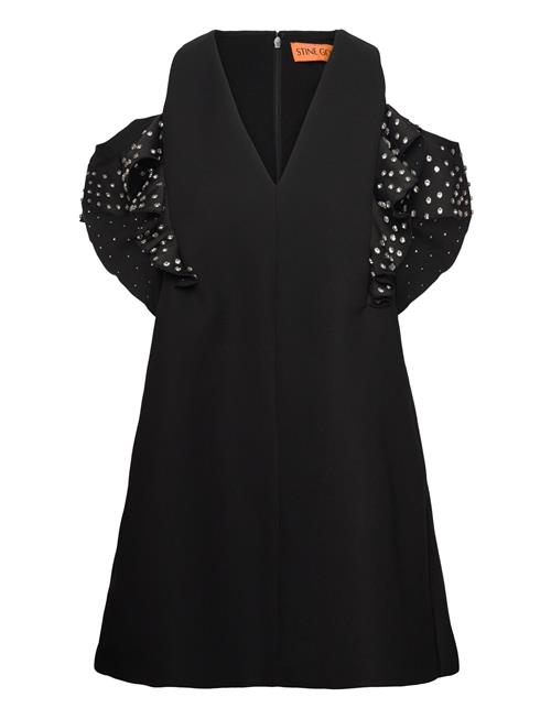 Ruffle Sleeve Mini Dress, 2330 Doub STINE GOYA Black