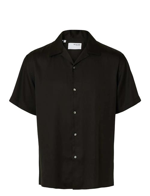Slhrlxcharlie Satin Ss Shirt Resort Selected Homme Black
