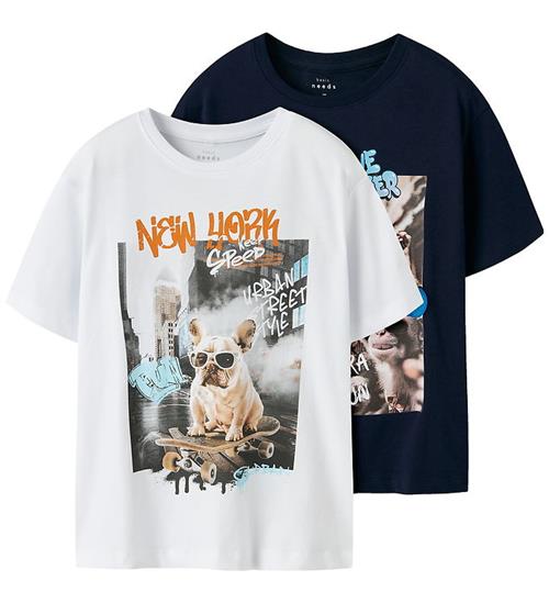Name It T-shirt - NkmVoto - 2-pak - Navy Blazer/Bright White