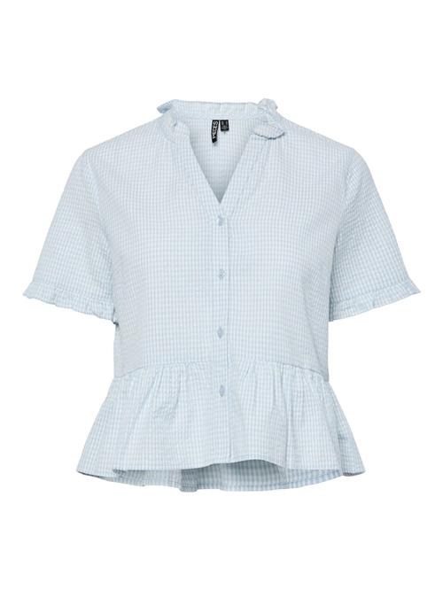 PIECES Bluse 'PCAlma'  pastelblå / hvid