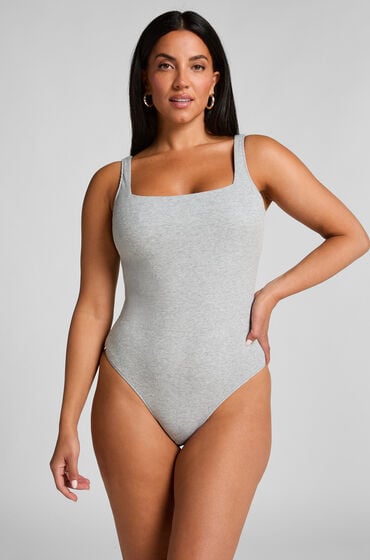 Hunkemöller Body i bomuldsrib Grå
