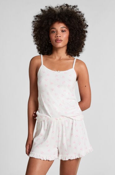 Se Hunkemöller Shorts Pointelle Hvid ved Hunkemøller