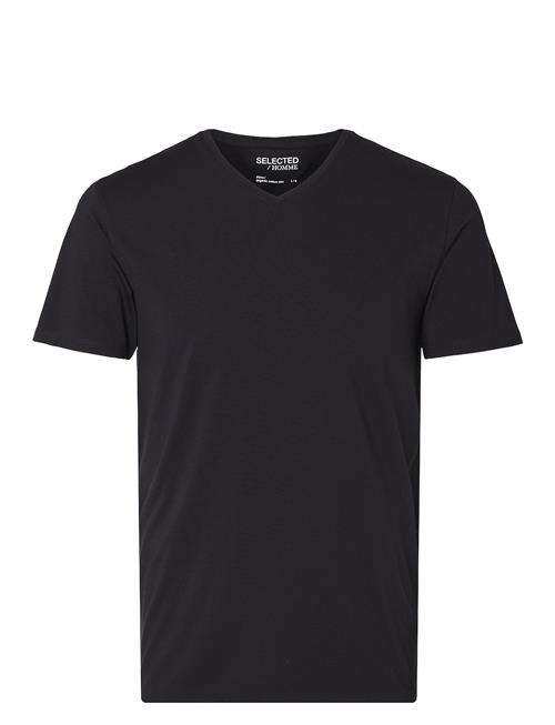 Slhnewpima Ss V-Neck Tee Noos Selected Black