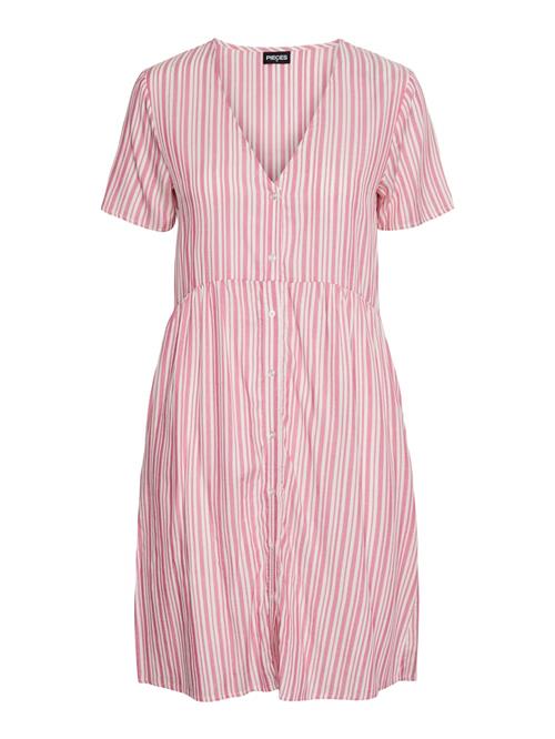PIECES Blusekjole 'ALVINA'  lys pink / hvid