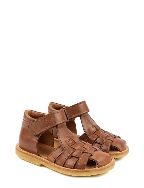 Classic Rub Sole Closed Braid Sanda Pom Pom Brown