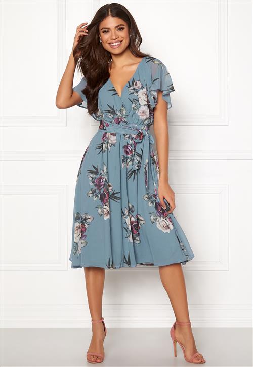 Goddiva Flutter Floral Midi Dress