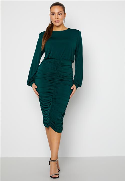 John Zack Curve Long Sleeve Rouched Midi Dress