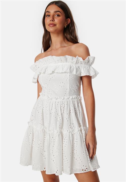 Bubbleroom Occasion Broderie Anglaise Flounce Off Shoulder dress