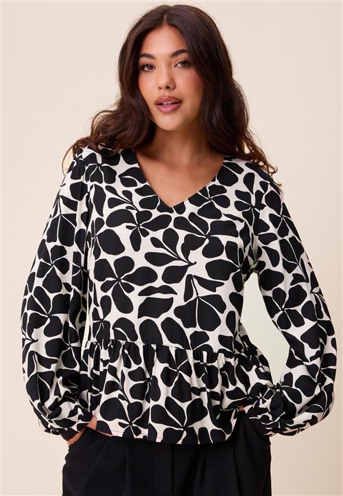 Happy Holly V-neck Peplum Viscose Blouse