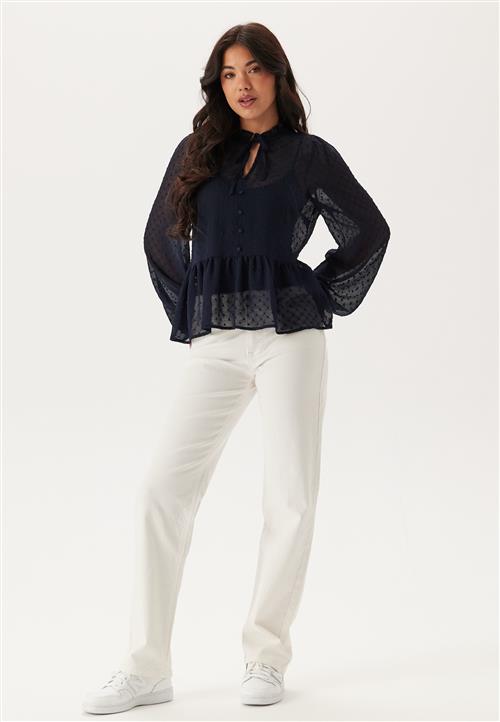 Happy Holly Peplum Dobby Dot Blouse
