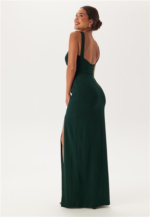 Bubbleroom Occasion Square Neck Slit Maxi Dress