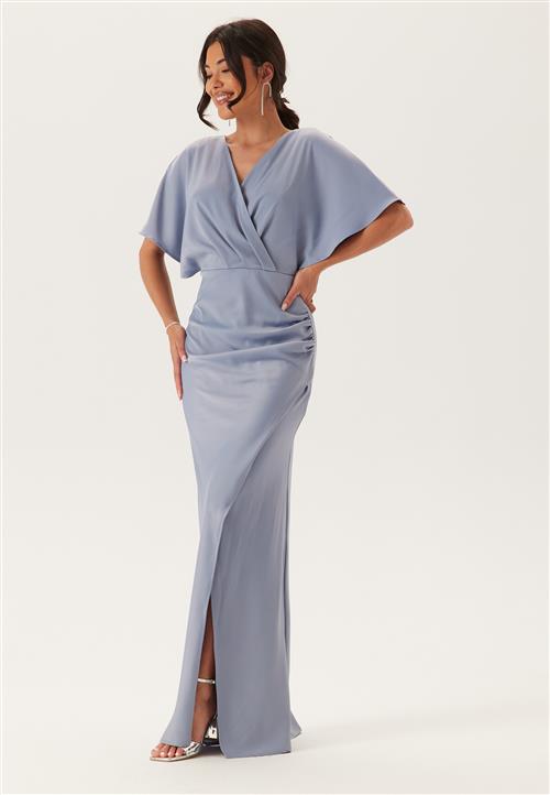 Bubbleroom Occasion Wrap Satin Gown
