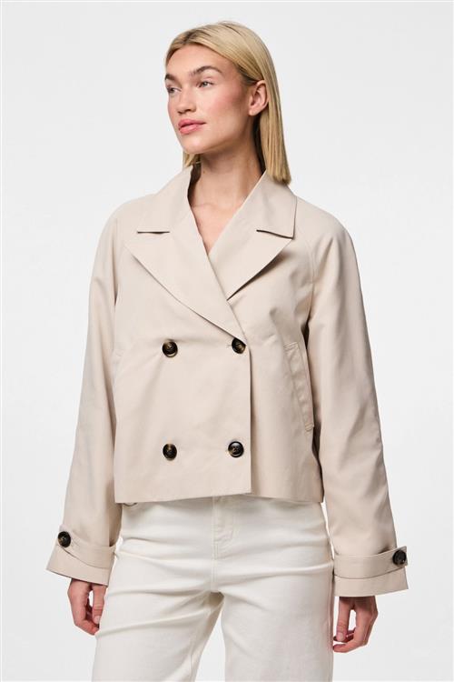 Scarlett Short Trenchcoat - Silver Gray - L - PIECES