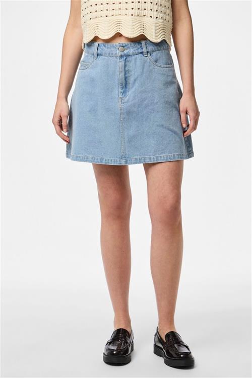 Abbi A-Shape Skirt - Light Blue Denim - M - PIECES