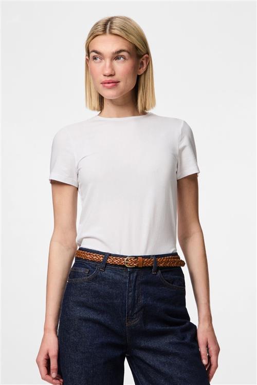 Avery Leather Braided Slim Belt - Cognac - PIECES