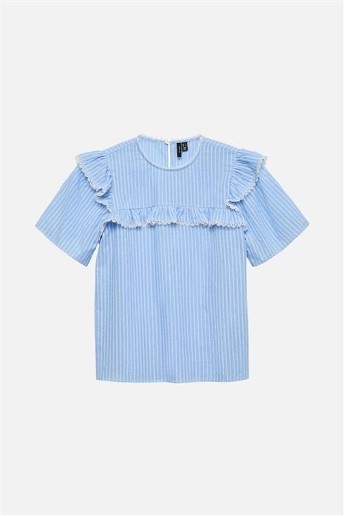 Bell Frill Stripe Top - Cashmere Blue / White - M - Vero Moda