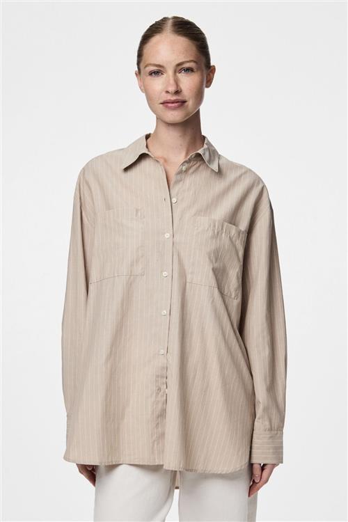 Melia Loose Shirt - Crockery - PIECES