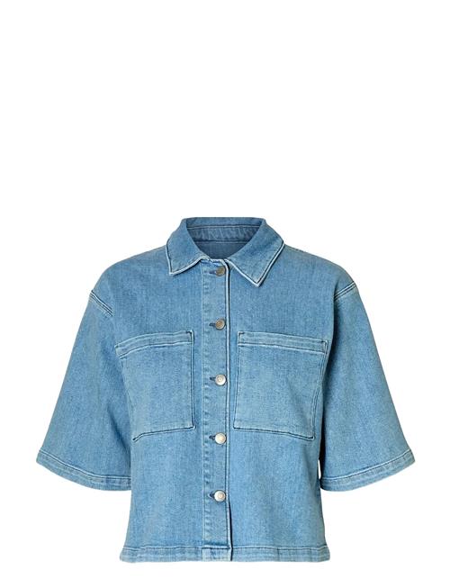 Slfanya 2/4 Short Denim Shirt Selected Femme Blue